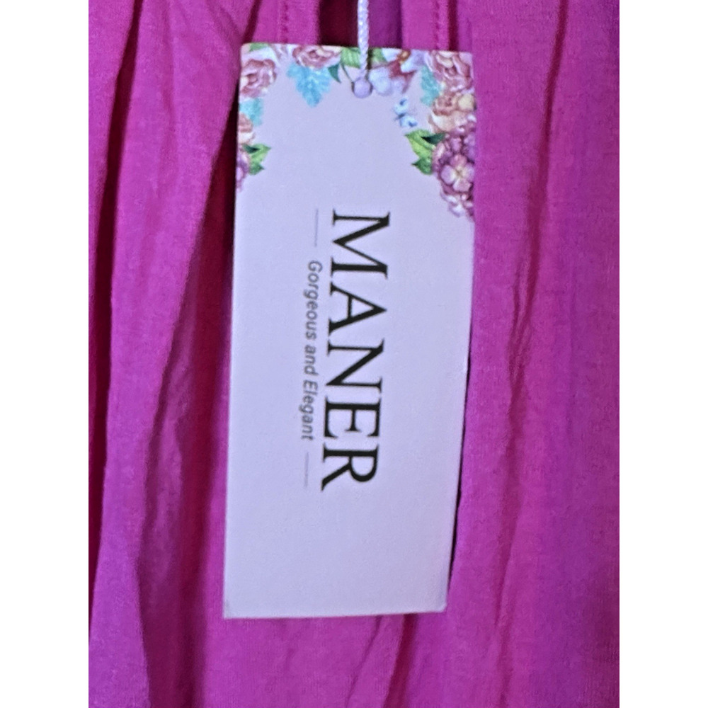 Maner Top Women's Med M Hot Pink Beaded Sleeveless Pleated Neck Keyhole New NWT - Picture 4 of 10